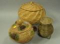 Three Contemporary Native American Pine Needle Baskets