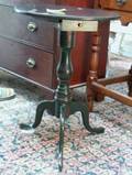 Green Painted Candlestand with Drawer