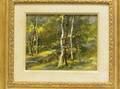 Framed Oil Landscape with Birches