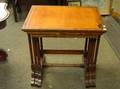 Heritage Henredon Regencystyle Leather Inset Fruitwood Veneer and Mahogany Nest of Three Tables