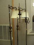 Pair of Giltmetal and Wrought Iron Floor Lamps and a Single Wrought Iron Floor Lamp