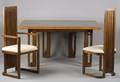 Modern Walnut Dining Table and Twelve Chairs