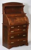 Victorian Walnut Cylinder Desk over Four Drawers