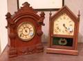 Ansonia Renaissance Revival Walnut Shelf Clock and a Seth Thomas Maple and Eglomise Steeple Shelf Clock