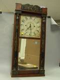 Mahogany Veneer and Stenciled Split Baluster Mirrored Mantel Clock