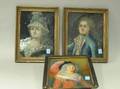 Three Framed ReversePainted Portraits