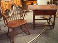 Windsor Ash and Pine ContinuousArm Chair and a Pine and Maple Breadboardtop Tavern Table