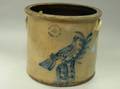 N Clark Jr Cobalt Bird on Fence Decorated Stoneware FourGallon Crock