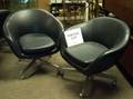 Set of Four Modern Black Upholstered Swivel Tub Chairs