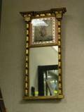 Federal Giltwood Tabernacle Mirror with ReversePainted Naval Battle Glass Tablet