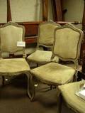 Set of Four Louis XV Style Carved Walnut and Upholstered Side Chairs