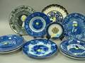Twelve Assorted Blue and White Transfer Decorated Ceramic Plates