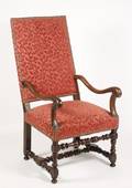 French Louis XIII Walnut Carved Fauteuil