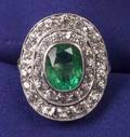 Art Deco Platinum Emerald and Diamond Ring
