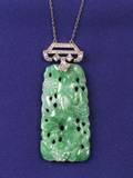 Art Deco Platinum Jadeite and Diamond Pendant Necklace