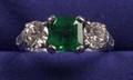 Platinum Emerald and Diamond Ring