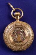 Antique 14kt Tricolor Gold and Gemset Pocket Watch Elgin
