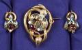 Antique 14kt Gold Garnet Seed Pearl and Enamel Demiparure