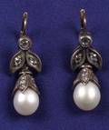 Diamond and Cultured Pearl Earpendants