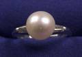 Platinum Cultured Pearl and Diamond Ring