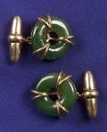 Gentlemans 18kt Gold and Nephrite Jade Cufflinks Asprey