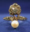 Antique Diamond and Pearl Bypass Ring