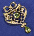Edwardian Peridot and Seed Pearl Pendant Brooch