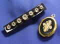 Antique 18kt Gold Onyx and Paste Bar PinTiffany  Co