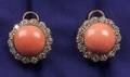 14kt Gold Coral and Diamond Earclips