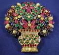 Gemset and Diamond Flowerpot Brooch