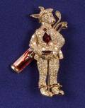 18kt Gold Diamond and Enamel Golfer Pin