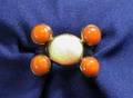 Arts and Crafts 14kt Gold Coral and Opal Ring
