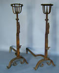 Pair of wrought iron andirons