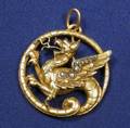 Art Nouveau 18kt Gold Diamond Griffin Pendant