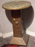 AustrianGerman Game Boardtop Hammered Brass and Copper Pedestal Stand