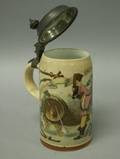 German Pewter Mounted Stoneware Falstaff Stein