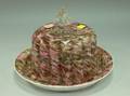 Victorian EndofDay Cased Glass Cheese Cover and Dish