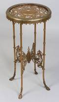 Aesthetic Cast Brass Stand with Figural Openwork Crossed Stretchers and Hoof Feet