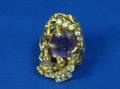 Gold Amethyst and Diamond Ring