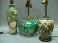 Three Asian Export Decorated Ceramic Table Lamps