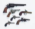 Six pistols to include 38 cal Belgium pinfire