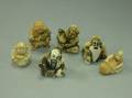 Six Japanese Carved Ivory Figural Netsuke