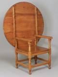 Pine and Maple Round Top Hutch Table