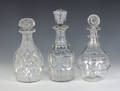 Three American colorless glass decanters