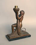 Bronzed art deco table lamp