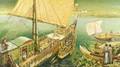 Xavier Gonzalez SpanishAmerican b 1898 Royal Ship on the Nile Old Kingdom