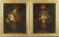 French School 18th Century Style Pair of Floral Still Lifes with HighRelief Urns