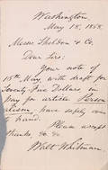 Walt Whitman hand written and signed letter dated May 18 1868