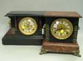Two Ingraham Late Victorian Giltmetal Mounted Faux Marble Mantel Clocks