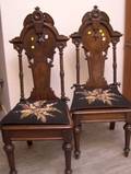 Pair of Renaissance Revival Walnut Hall Chairs